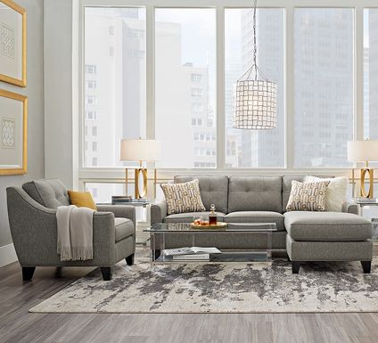 Cindy Crawford Home Madison Place Gray Textured Chaise Sofa