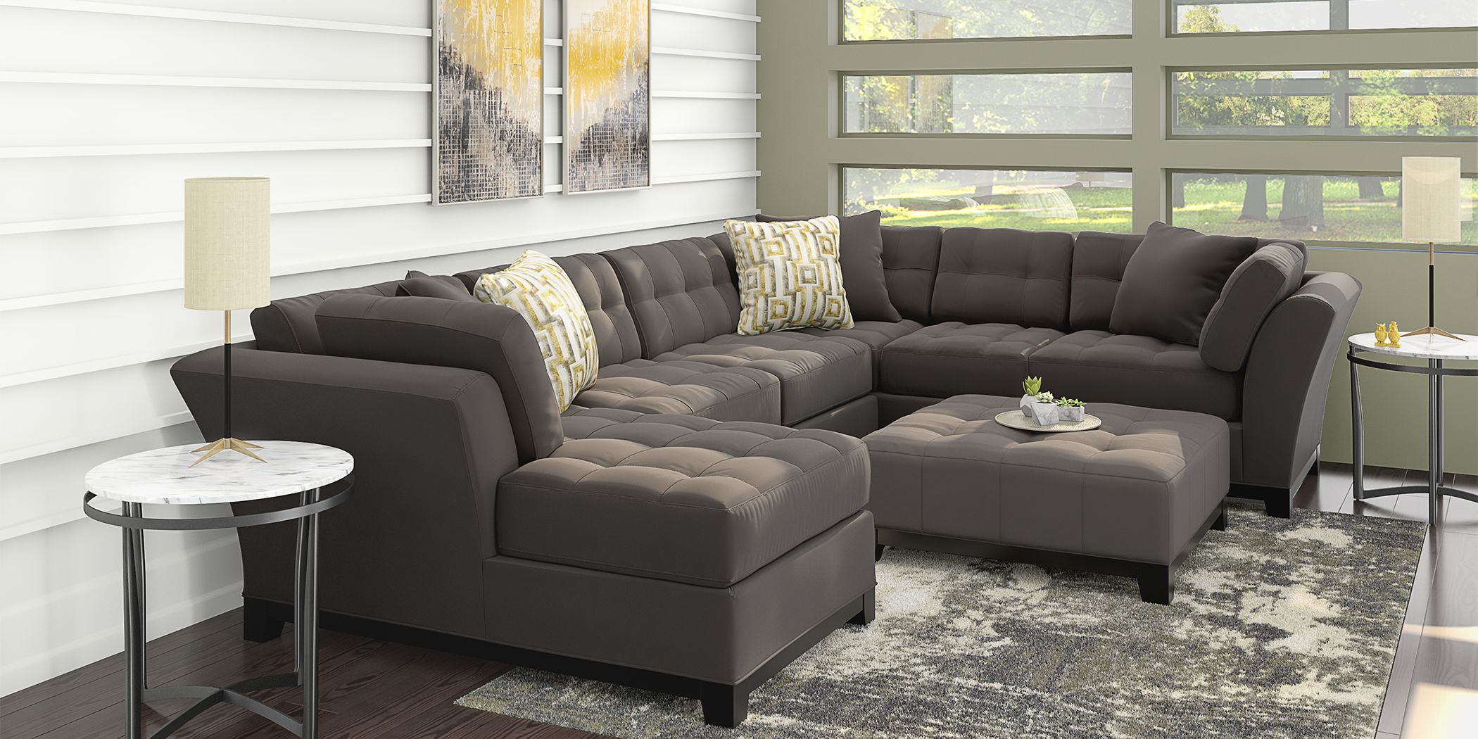 Cindy Crawford Home Metropolis Slate 3 Pc Sectional - Rooms To Go