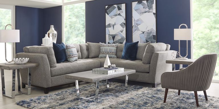 Cindy Crawford Home Metropolis Way Gray Textured 2 Pc Sectional