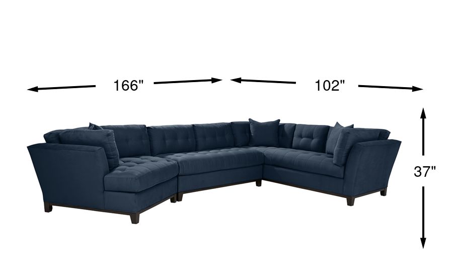 Cindy Crawford Home Metropolis Way Sapphire Microfiber 3 Pc Sectional