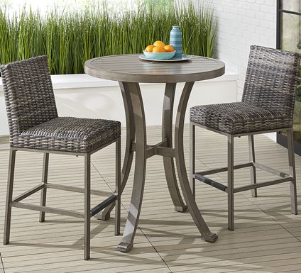 Cindy Crawford Home Montecello Gray 3 Pc 36 in. Round Bar Height Outdoor Dining Set