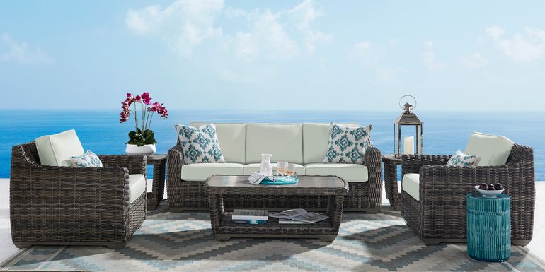 Cindy Crawford Home Montecello Gray 4 Pc Outdoor Seating Set with Rollo Seafoam Cushions