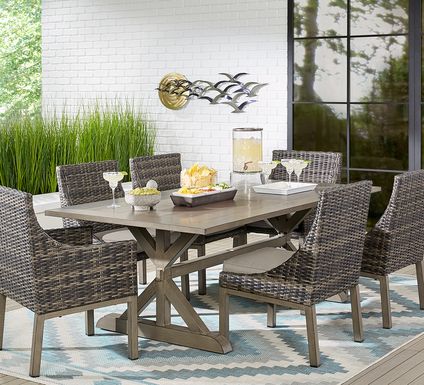 Cindy Crawford Home Montecello Gray 5 Pc 84 in. Rectangle Outdoor Dining Set with Silver Cushions