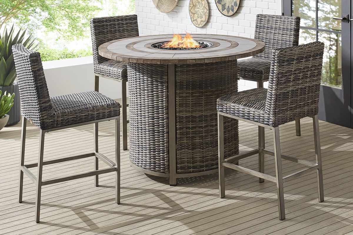 Cindy Crawford Montecello Gray Synthetic Fabric Outdoor Bar Table