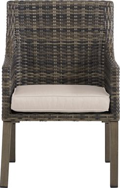 Cindy Crawford Home Montecello Gray Outdoor Arm Chair with Rollo Linen Cushion