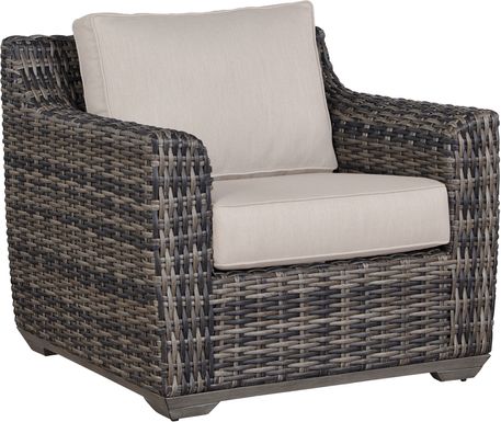 Cindy Crawford Home Montecello Gray Outdoor Club Chair with Rollo Linen Cushions