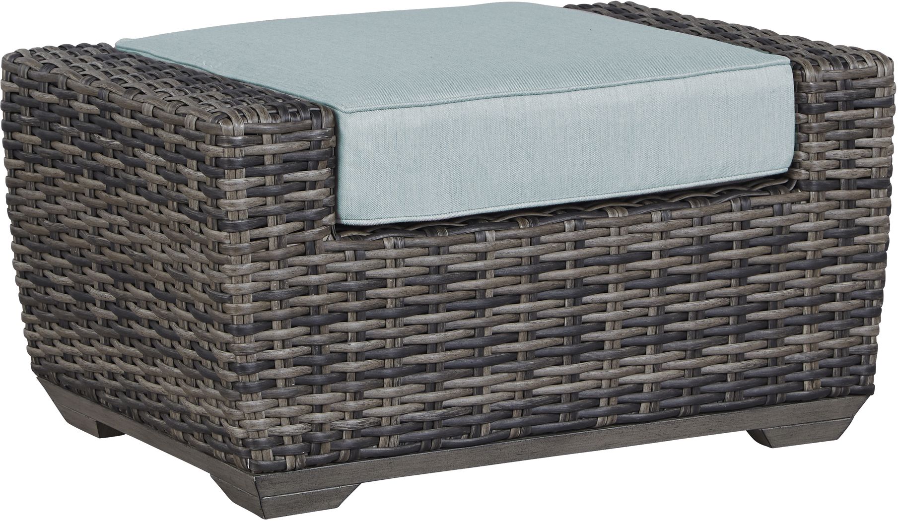 Cindy Crawford Home Montecello Gray Outdoor Ottoman with Seafoam