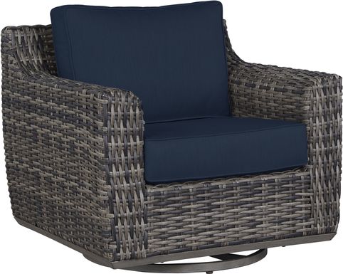 Cindy Crawford Home Montecello Gray Outdoor Swivel Rocker Chair with Ink Cushions