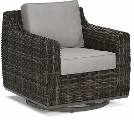Cindy Crawford Home Montecello Gray Outdoor Swivel Rocker Chair with Silver Cushions
