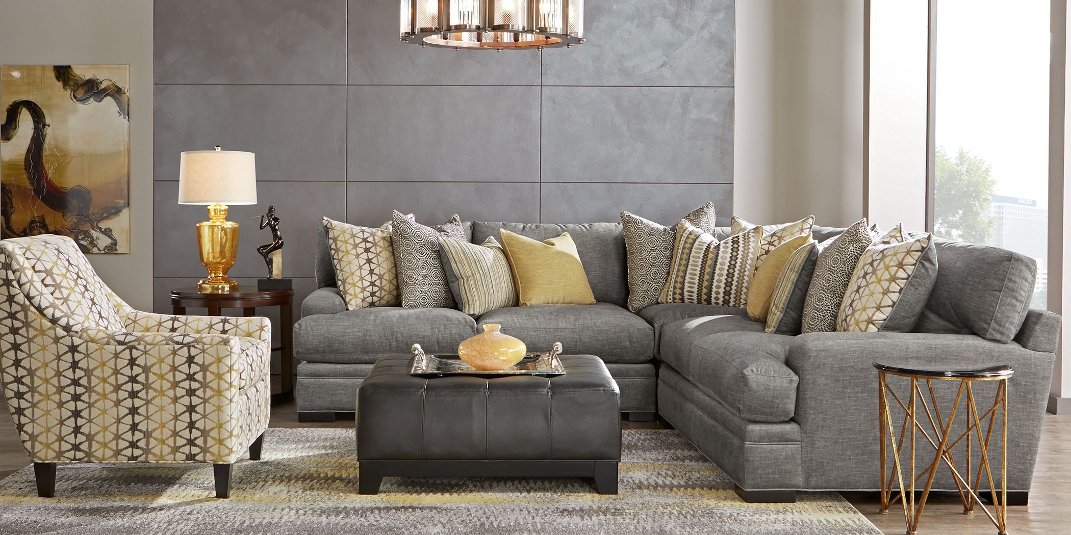 Https Wwwroomstogocom Furniture Product Cindy Crawford Home Palm Springs Gray 4 Pc Sectional Living Room 1129555P