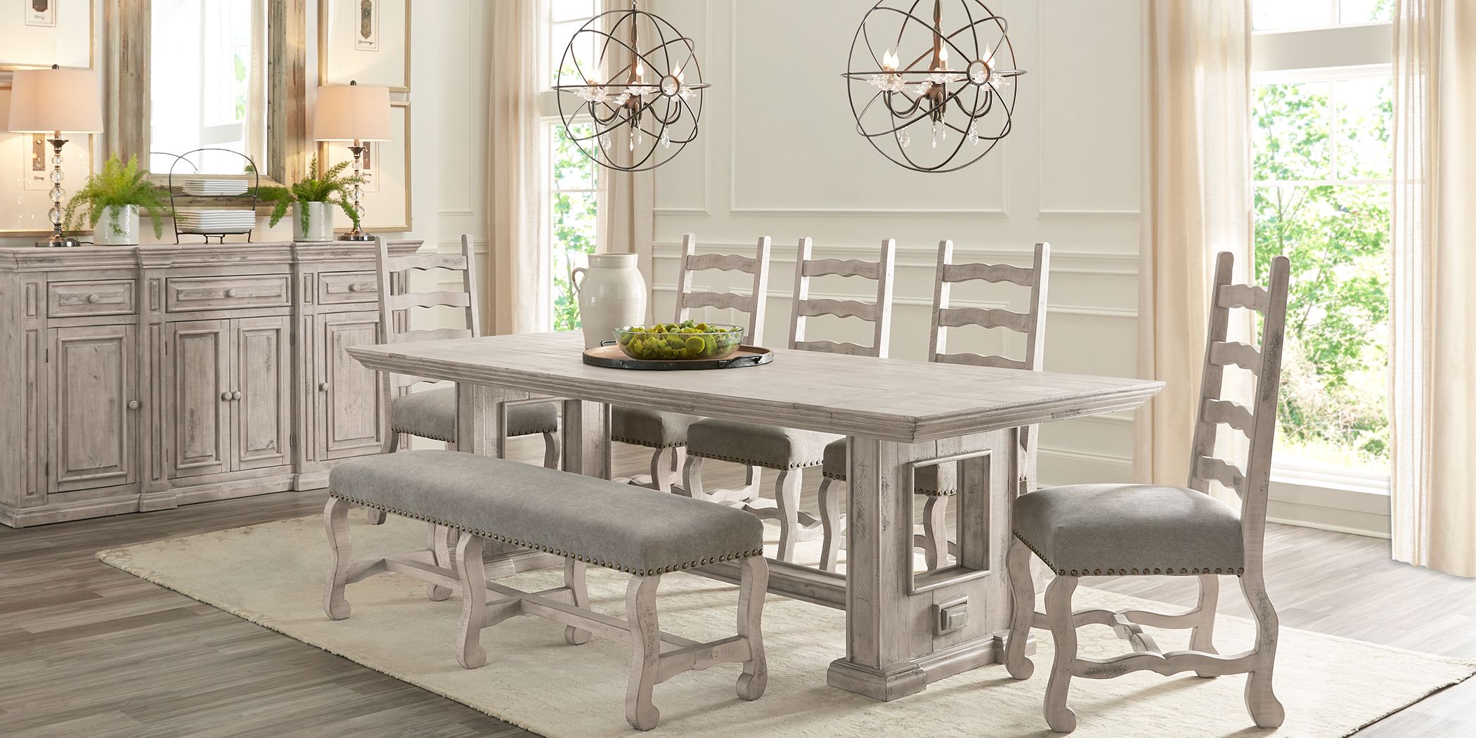 Cindy Crawford Home Pine Manor Gray 9 Pc 102 in. Dining Room Rooms To Go