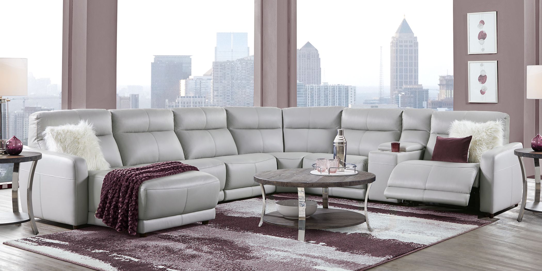 Cindy Crawford Home Nto Gray 7 Pc, Cindy Crawford Sectional Leather