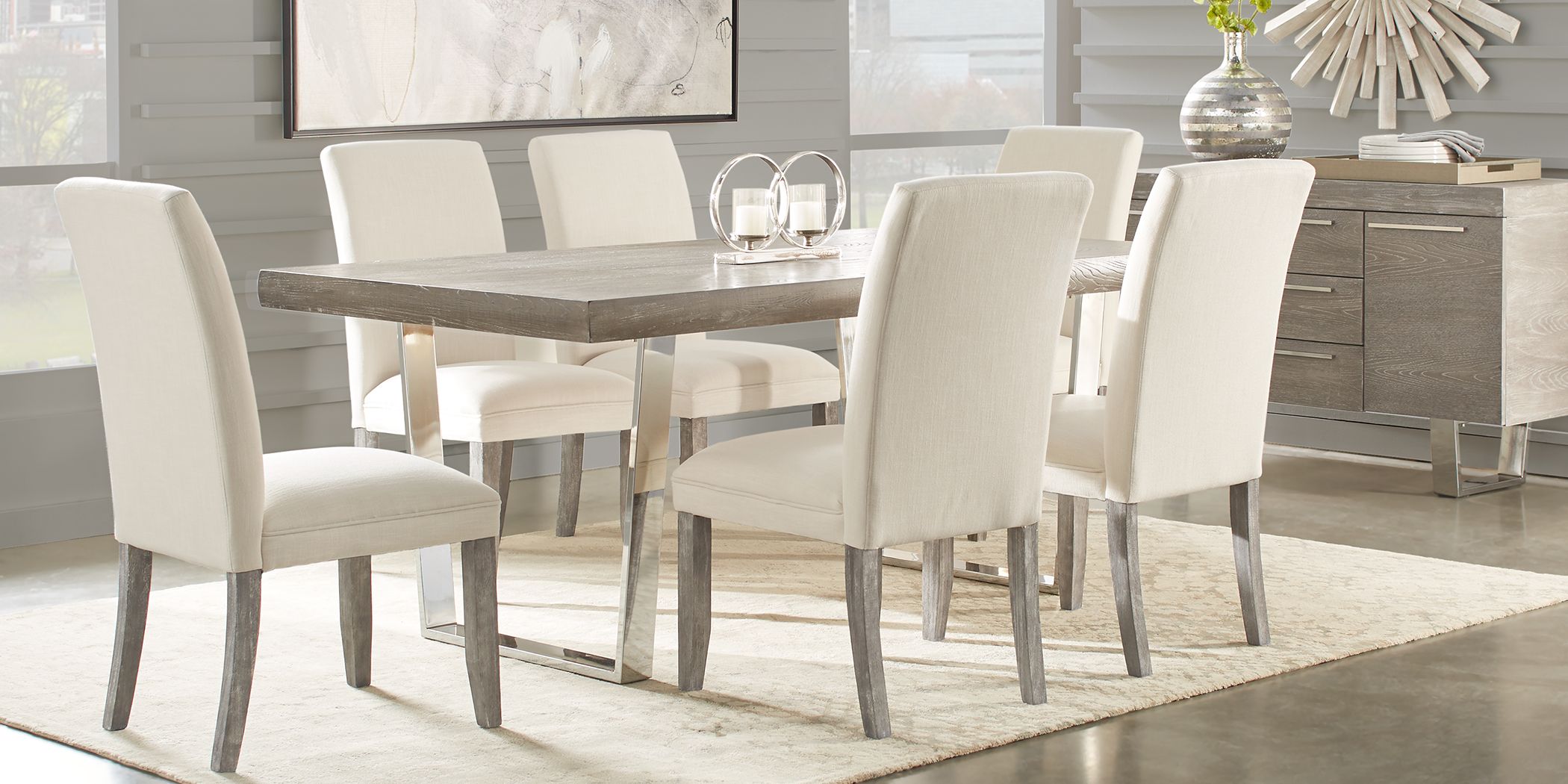 Https Wwwroomstogocom Furniture Product Cindy Crawford Home San Francisco Gray 5 Pc Dining Room With Chalk Chairs 4243234P