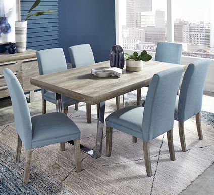Cindy Crawford Home San Francisco Gray 7 Pc Dining Room with Blue Chairs