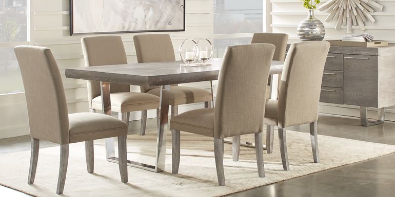 Cindy Crawford Home San Francisco Gray 7 Pc Dining Room with Brown Chairs