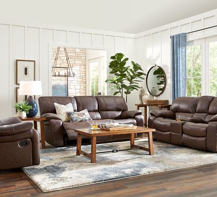 Cindy Crawford Home San Gabriel Brown Leather 2 Pc Reclining Living Room