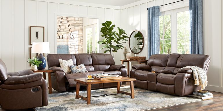 Cindy Crawford Home San Gabriel Brown Leather 2 Pc Reclining Living Room