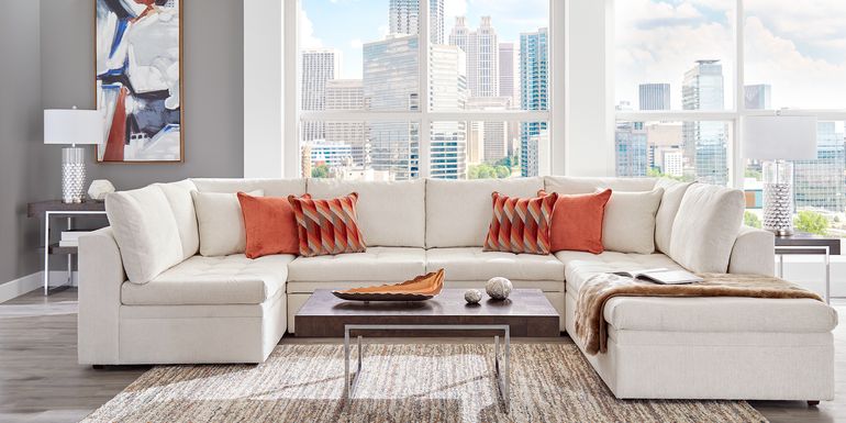 Cindy Crawford Home Sheridan Square Off-White 3 Pc Sleeper Sectional