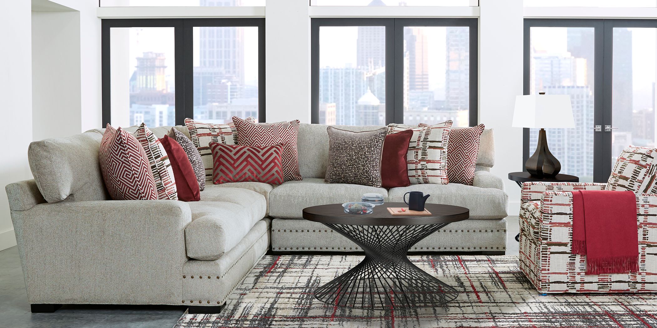 Cindy Crawford Home Tribeca Loft Beige 6 Pc Sectional Living Room