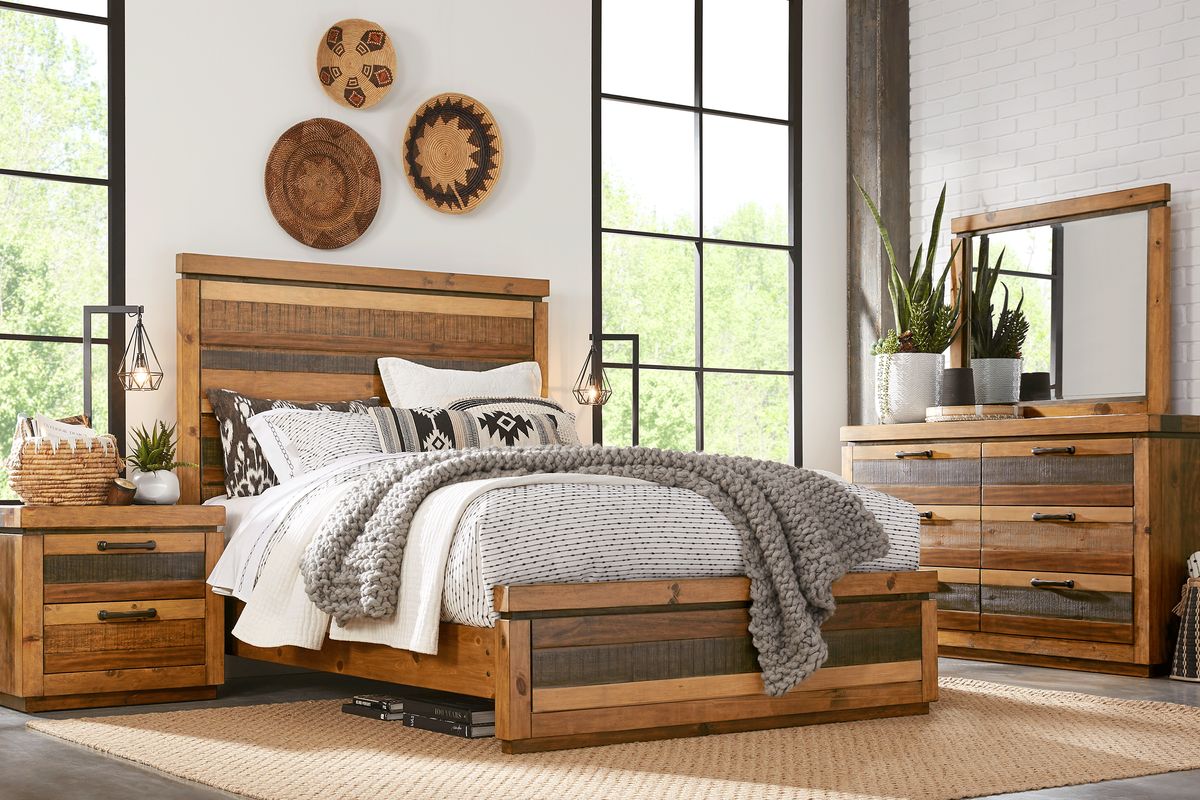 Cindy Crawford Westover Hills Brown Dark Wood 3 Pc King Panel Bed