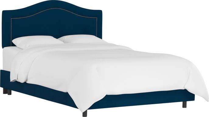 Classical Notes Navy Queen Upholstered Bed