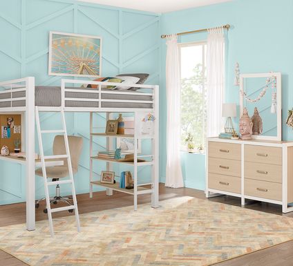 Bunk Beds For Kids, White Bunk Bed With Desk Under