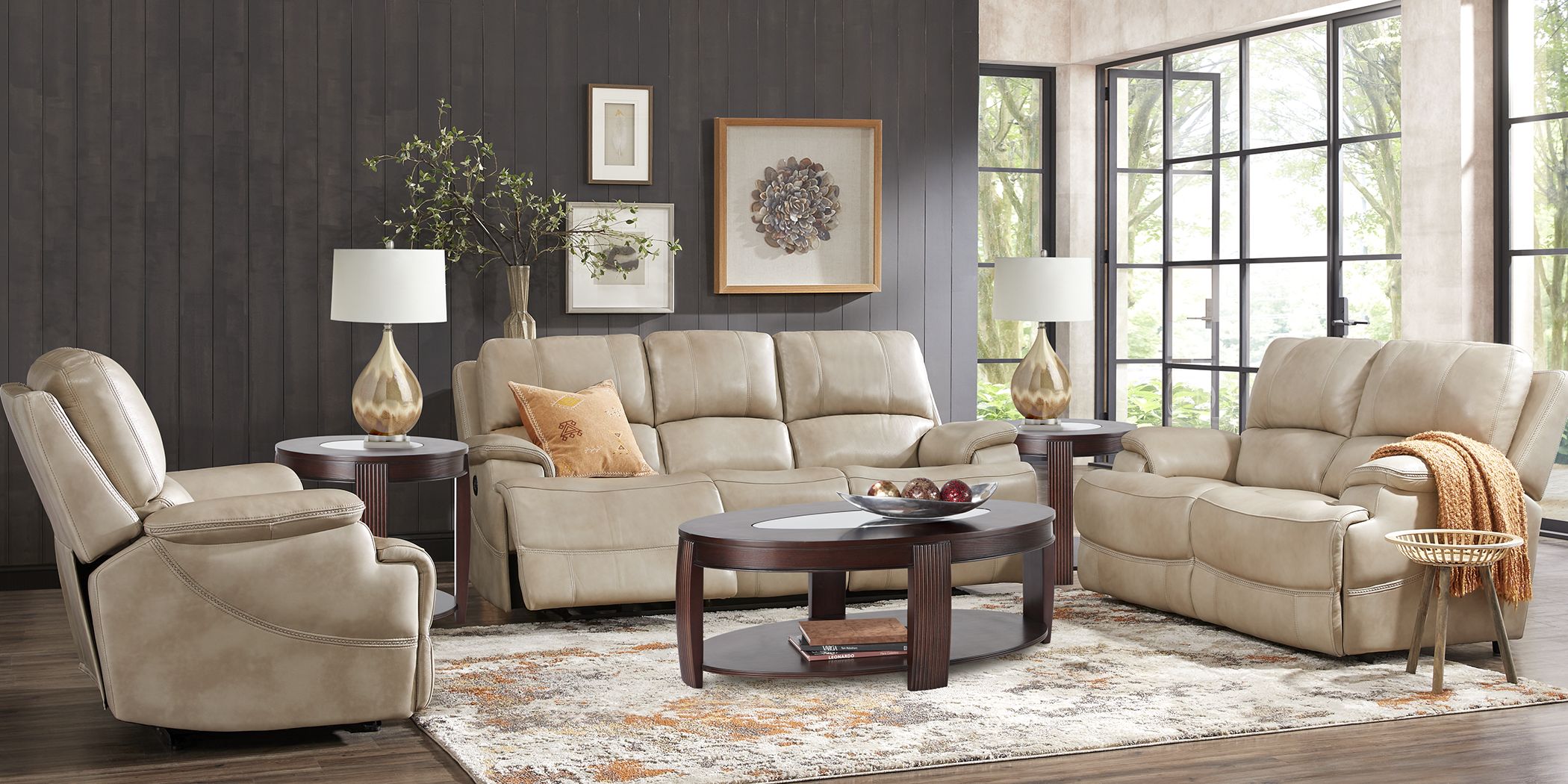 rooms to go beige leather sofa