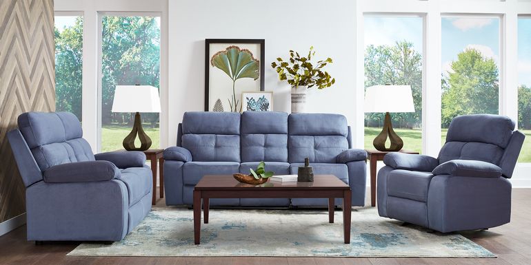 Corinne Blue 5 Pc Living Room with Reclining Sofa