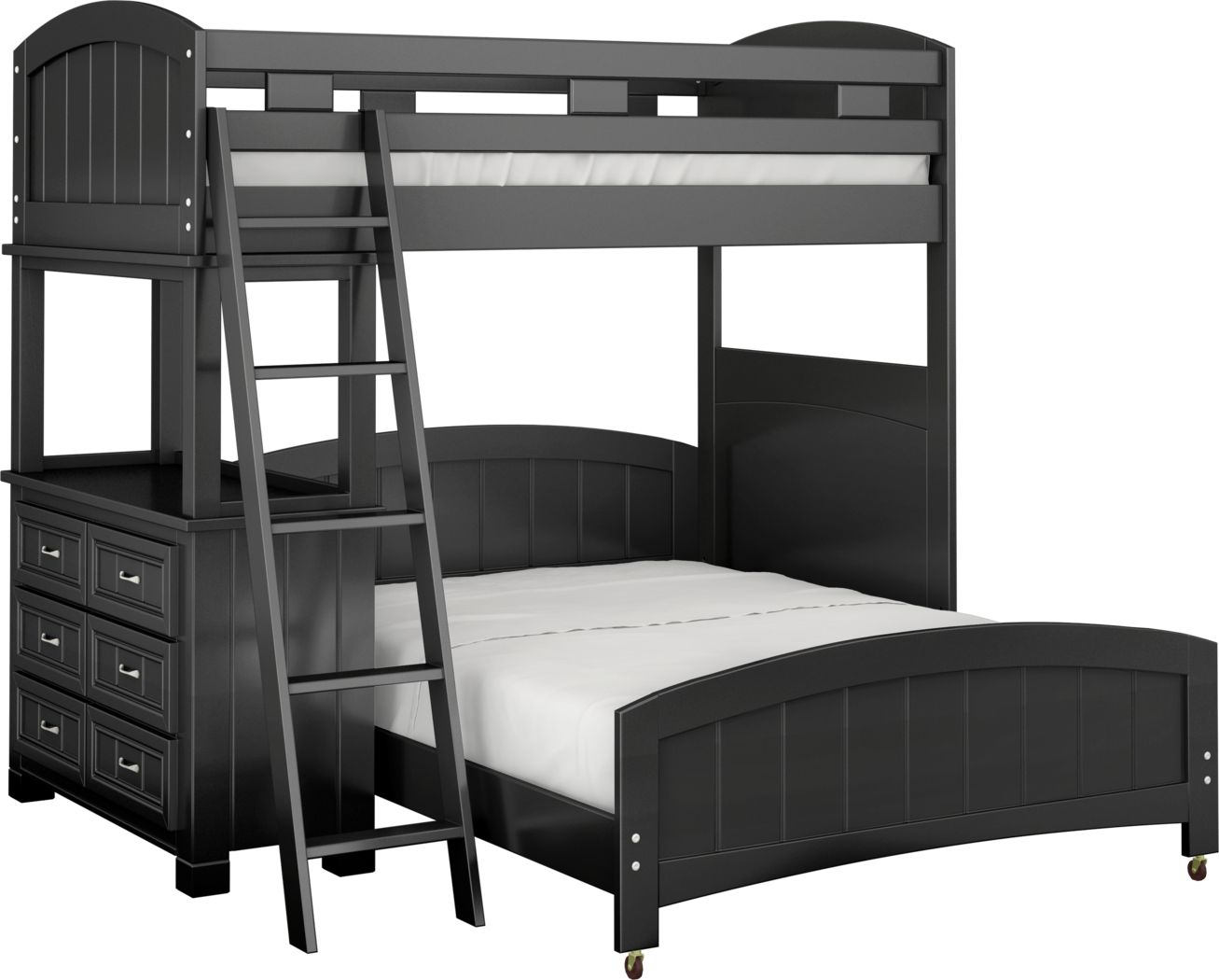 Cottage Colors Black Twin/Full Loft Bunk Bed with Dresser Rooms To Go