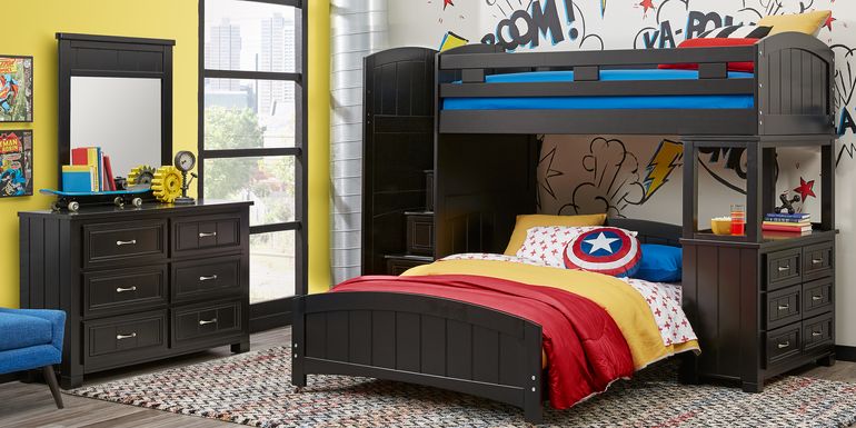 Cottage Colors Black Twin/Full Step Bunk with Dresser