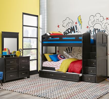 Cottage Colors Black Twin/Twin Step Bunk Bed