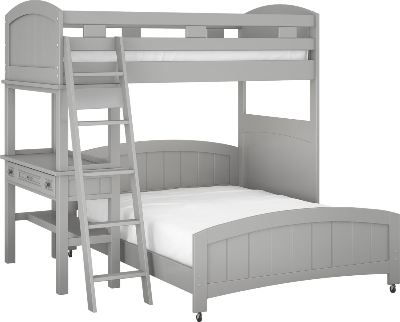 Cottage Colors Gray Twin/Full Loft Bunk Bed with Desk Rooms To Go