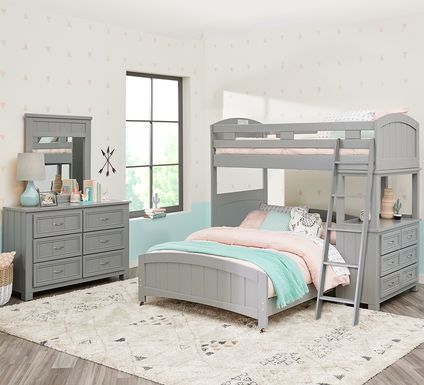 Cottage Colors Gray Twin/Full Loft Bunk Bed with Dresser