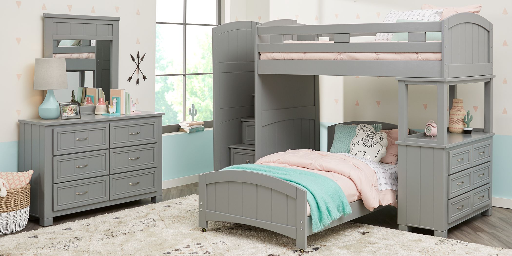 Cottage Colors Gray Twin Step Bunk, Ivy League Bunk Bed Rooms To Go