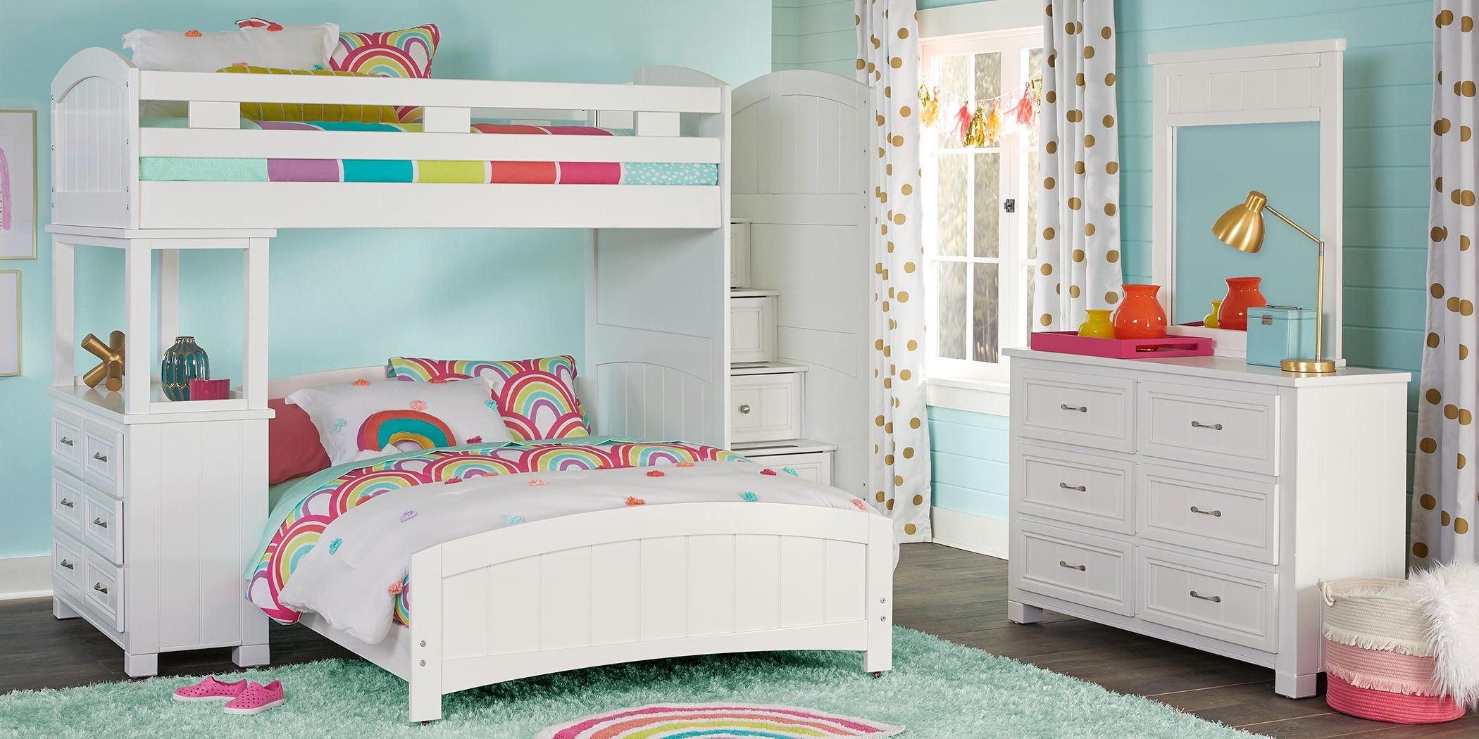 rooms to go white bunk beds