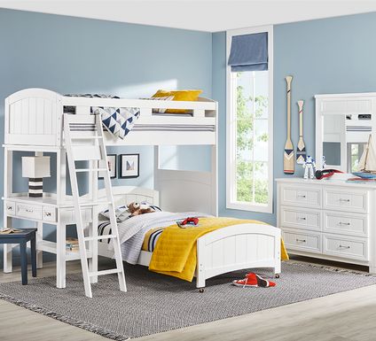 Cottage Colors White Twin/Twin Loft Bunk Bed with Desk