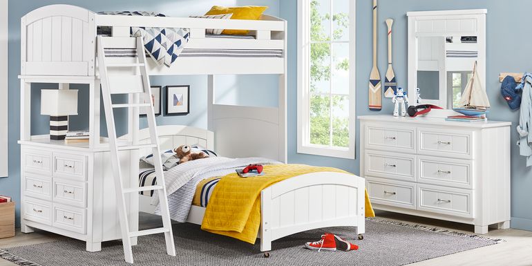 Cottage Colors White Twin/Twin Loft Bunk Bed with Dresser