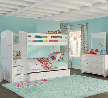 Cottage Colors White Twin/Twin Step Bunk Bed