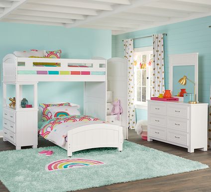 Cottage Colors White Twin/Twin Step Bunk with Dresser