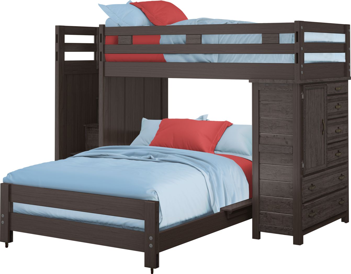 Creekside Charcoal Twin Full Step Bunk, Twin Full Step Bunk Bed