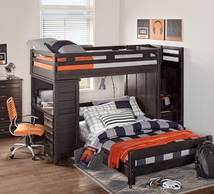 Creekside Charcoal Twin/Full Step Bunk with Desk