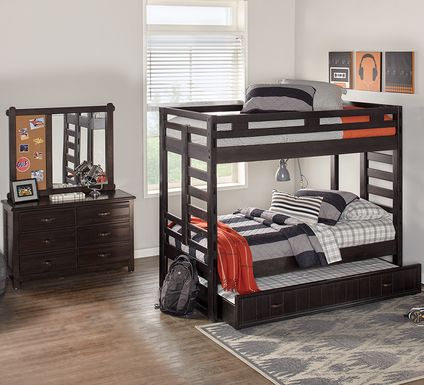 Rustic Kids Bedroom Furniture, Creekside Stone Wash Twin Full Bunk Bed