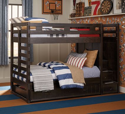 Rustic Kids Bedroom Furniture, Creekside Stone Wash Twin Full Bunk Bed