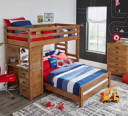 Creekside Chestnut Twin/Full Student Loft Bed with Desk
