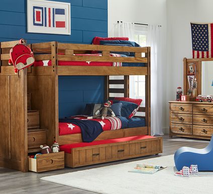 Creekside Collection Rustic Kids, Creekside Stone Wash Twin Twin Step Bunk Bed With Desk