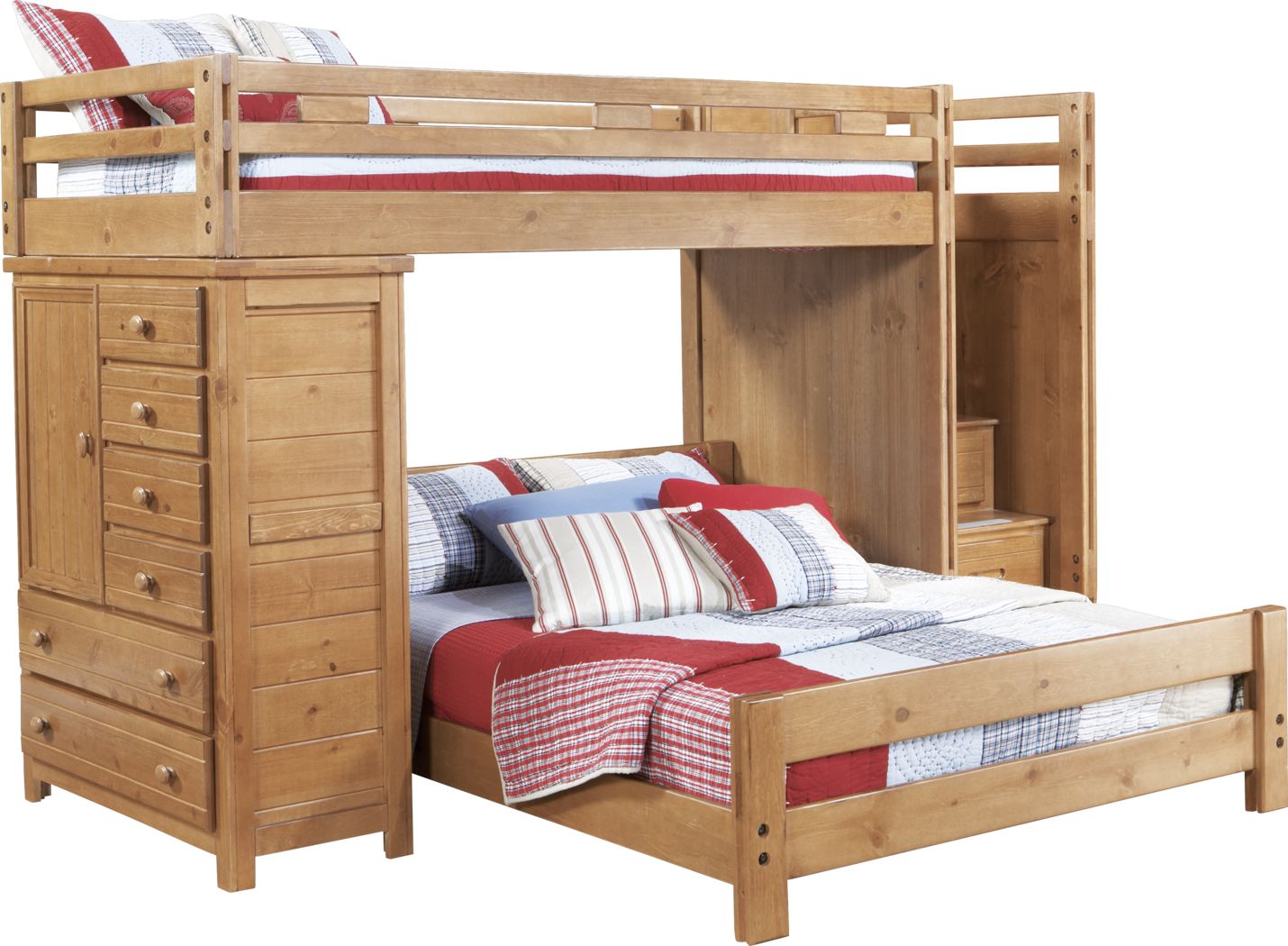 Creekside Taffy Twin Full Step Bunk Bed W Chest Rooms To Go