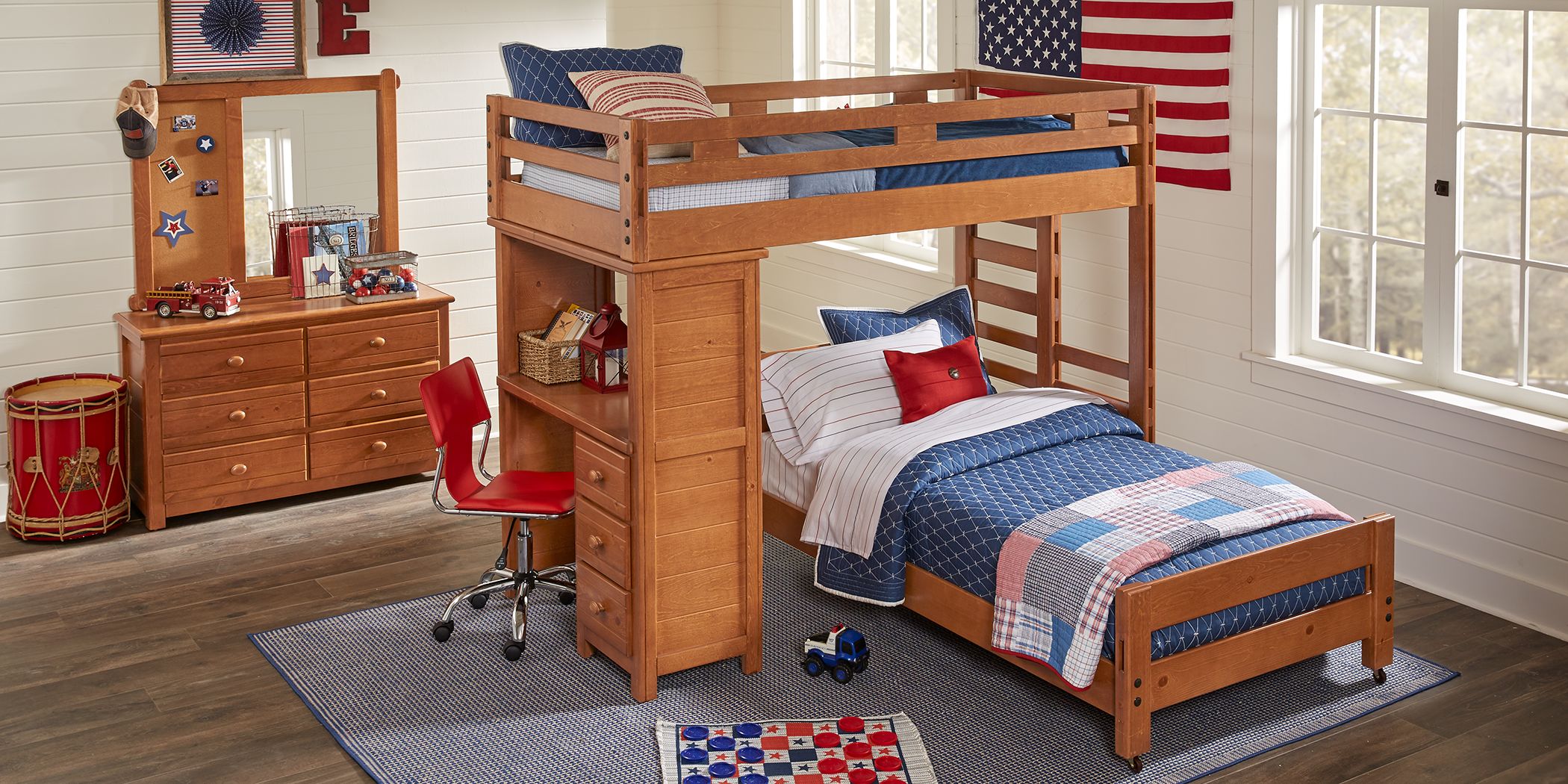 Creekside Taffy Twin Full Student Bunk Bed With Desk Rooms To Go