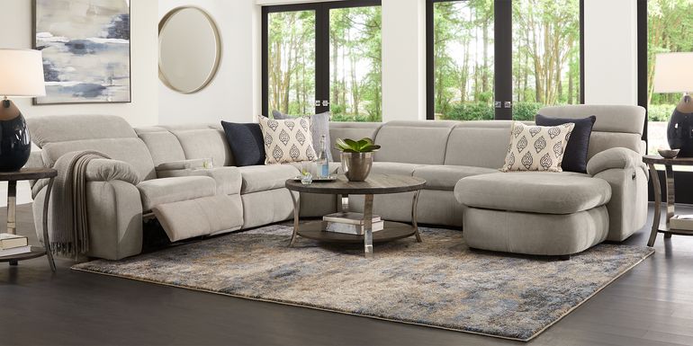 Crescent Place Gray 6 Pc Power Reclining Sleeper Sectional