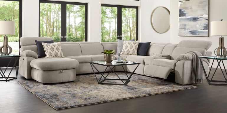 Crescent Place Gray 9 Pc Power Reclining Sleeper Sectional Living Room