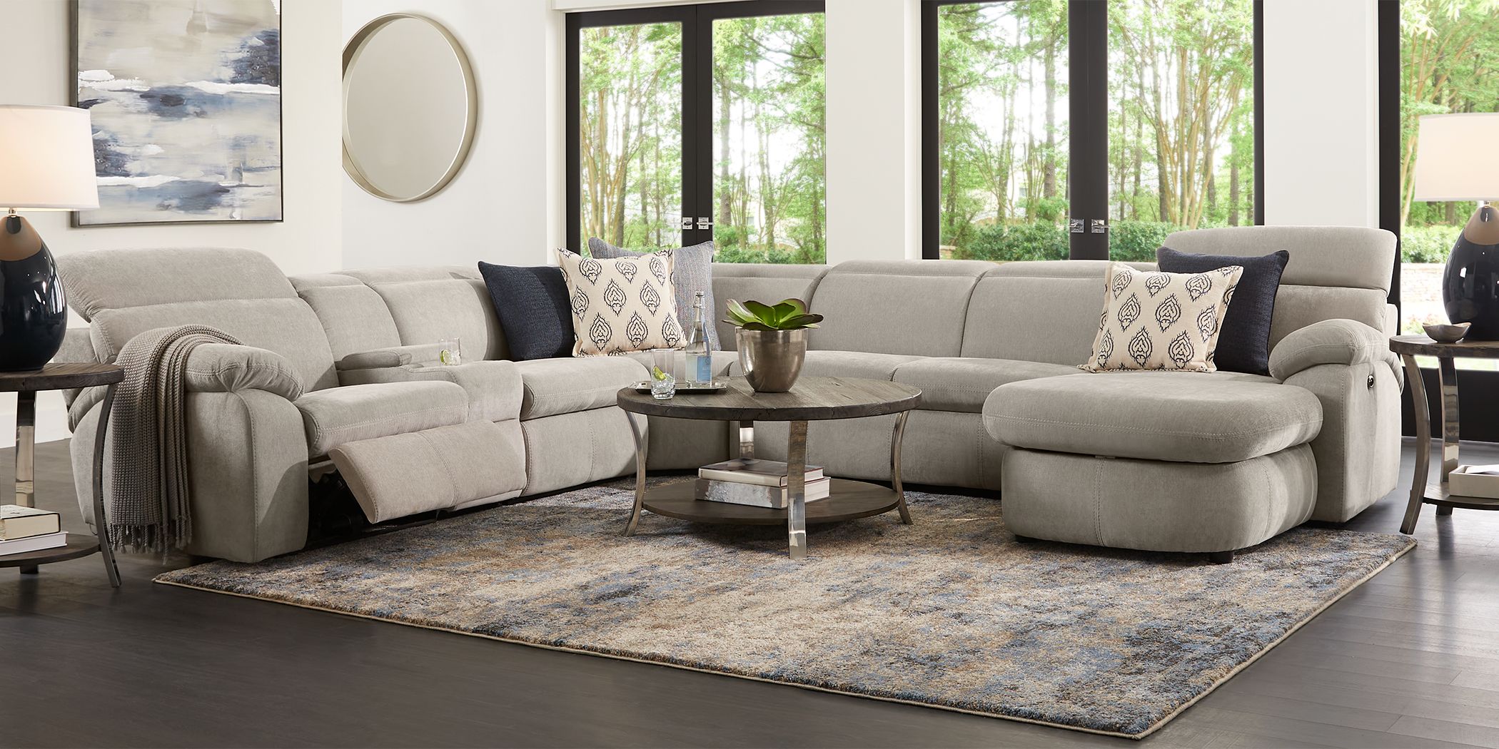 Crescent Place Gray 9 Pc Power Reclining Sleeper Sectional Living Room   Crescent Place Gray 9 Pc Power Reclining Sleeper Sectional Living Room 1063004P Image Room